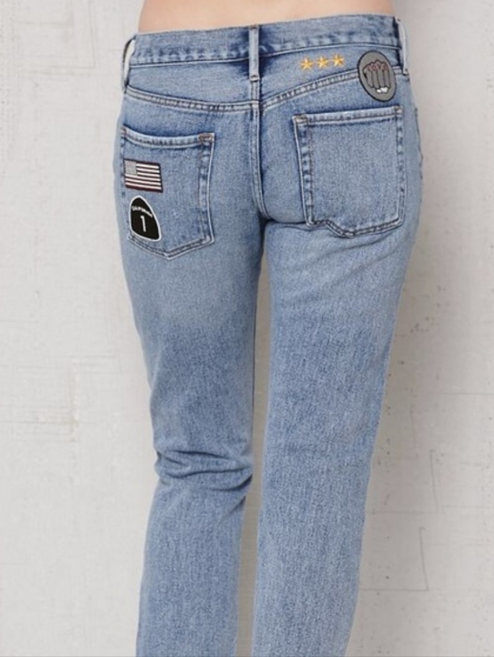 PacSun Patched Girlfriend Cropped Jeans Women's Size 25 Mid Rise Frayed Hem - Picture 7 of 10